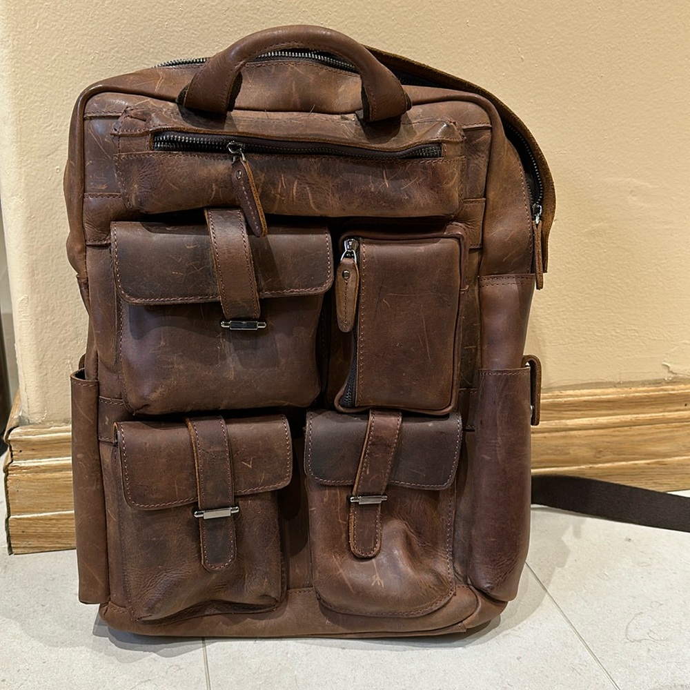 Brown Leather Backpack - image 1